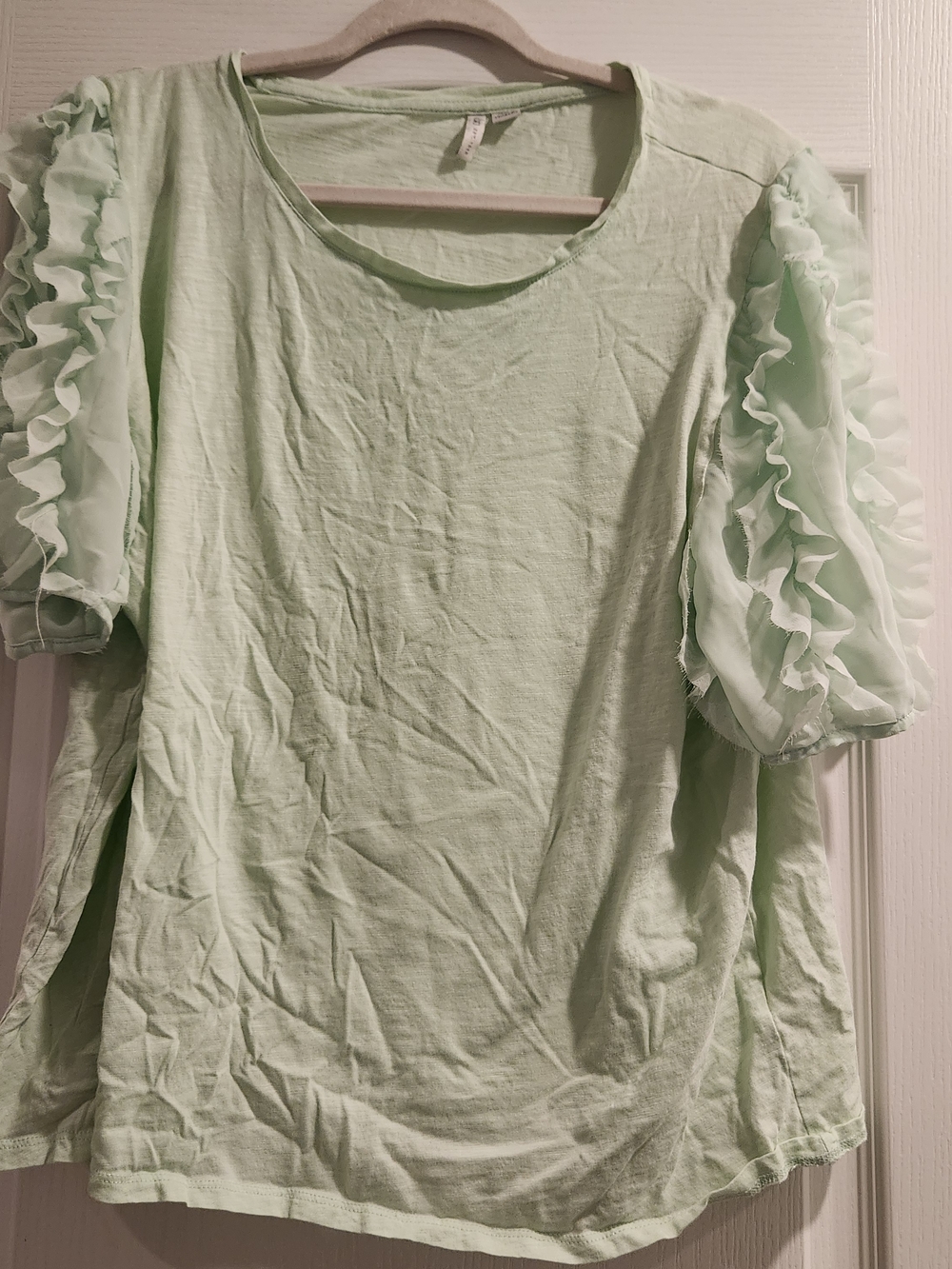 Cato Mint Green Ruffle Sleeve Blouse XL Euc
